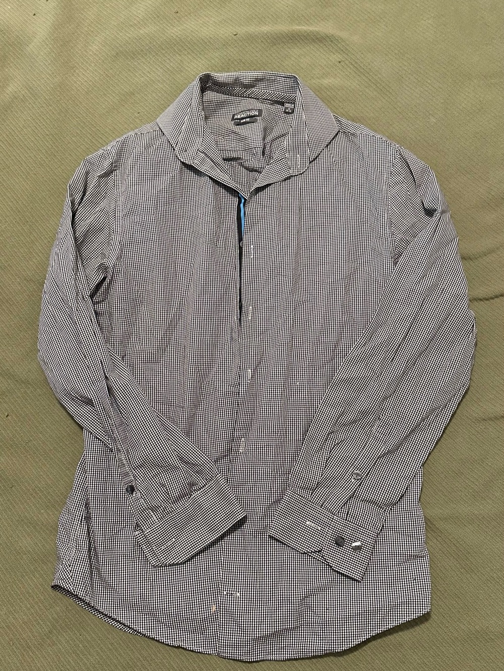 Kenneth Cole Black and White Micro-Check Button-Down Shirt